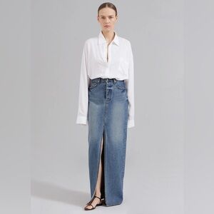 The Frankie Shop Texas Denim Pencil Skirt - Medium Wash